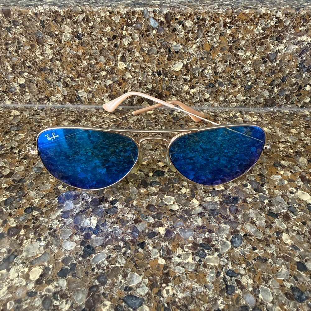 Ray Ban Aviator Sunglasses, Blue Mirror Lenses